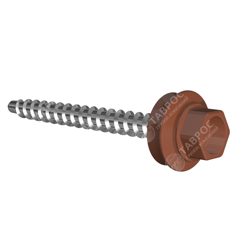 Саморезы Гладкий полиэстер RAL 8004 (Медно-коричневый) 50*4 для кровли