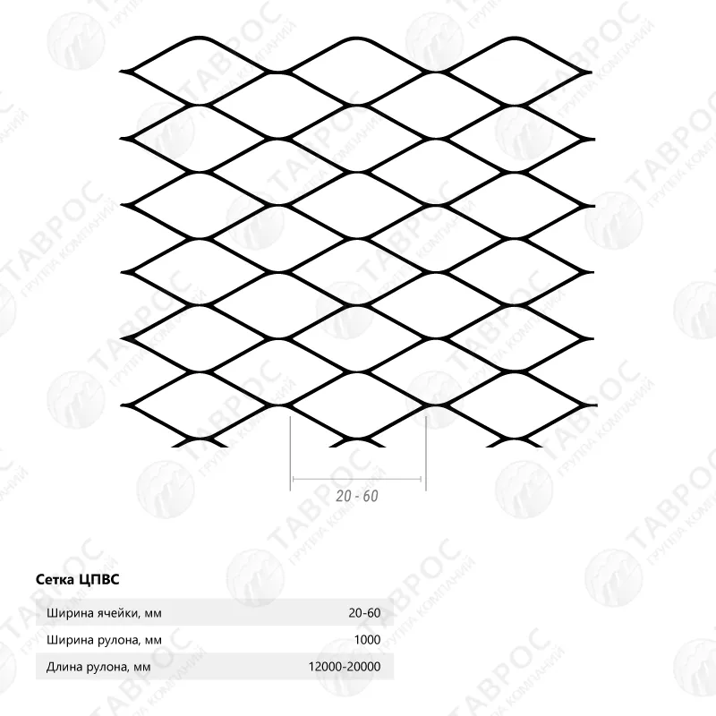 Сетка ЦПВС (20x0,7 мм) 1x12 м / D=0,5 мм